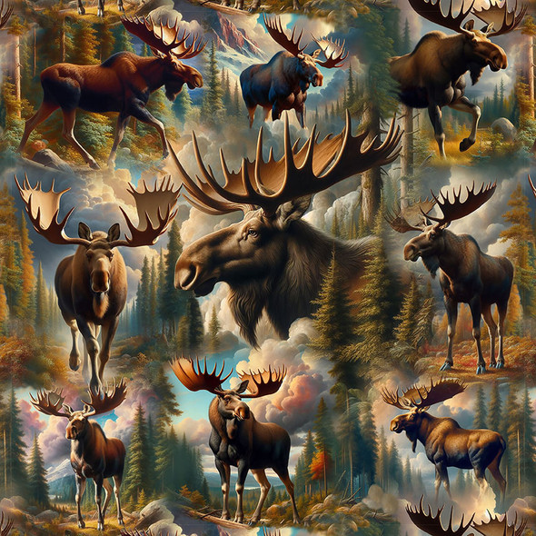 Blank Quilting - Wilderness Song Digital 4177-39 Brown Moose | SOLD BY THE HALF-YARD